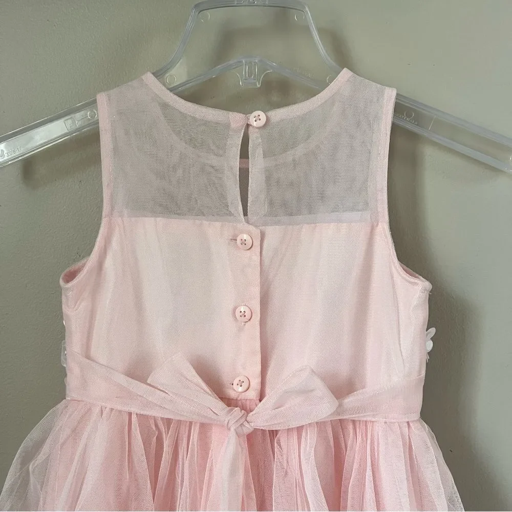 Jona Michelle Pink Tiered Embellished Girls Formal Pink Sleeveless Dress SZ 5